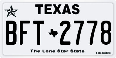 TX license plate BFT2778