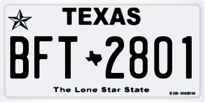 TX license plate BFT2801