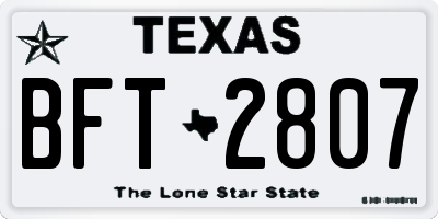 TX license plate BFT2807