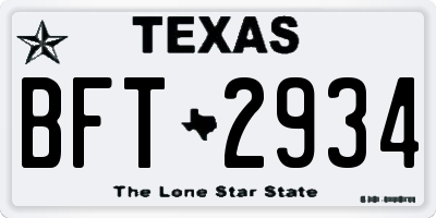 TX license plate BFT2934