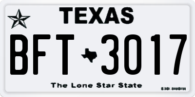 TX license plate BFT3017