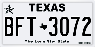 TX license plate BFT3072