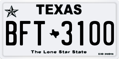 TX license plate BFT3100