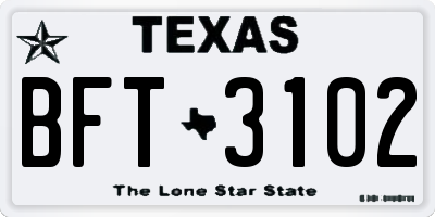 TX license plate BFT3102