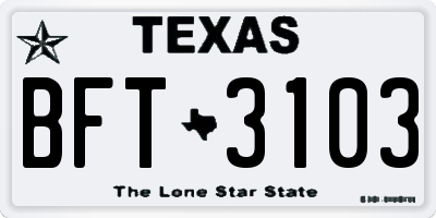 TX license plate BFT3103