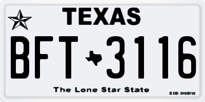 TX license plate BFT3116
