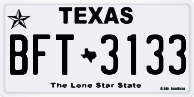 TX license plate BFT3133