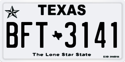 TX license plate BFT3141