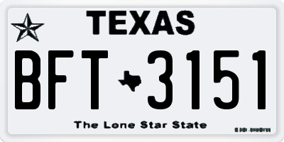 TX license plate BFT3151