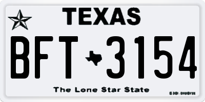 TX license plate BFT3154