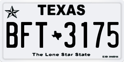 TX license plate BFT3175
