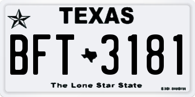 TX license plate BFT3181