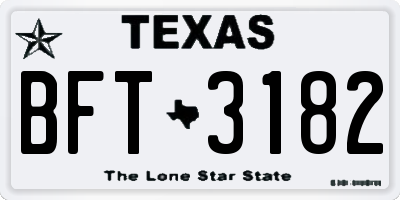 TX license plate BFT3182