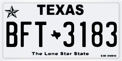 TX license plate BFT3183