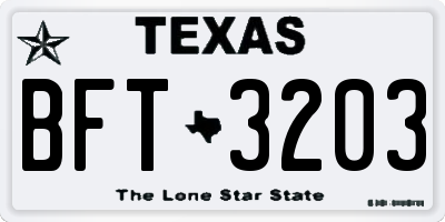 TX license plate BFT3203