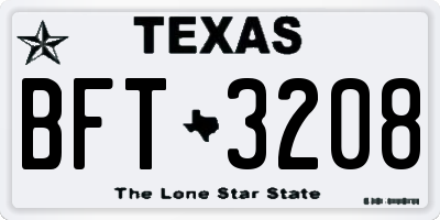 TX license plate BFT3208