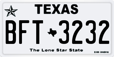 TX license plate BFT3232
