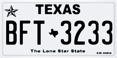 TX license plate BFT3233