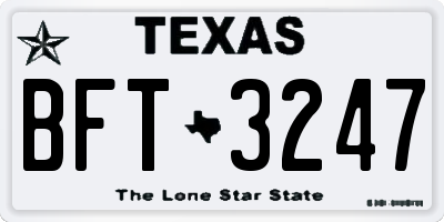 TX license plate BFT3247