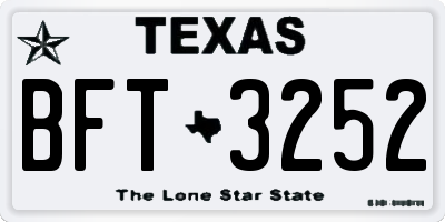 TX license plate BFT3252
