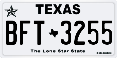 TX license plate BFT3255