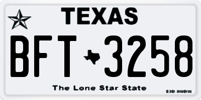 TX license plate BFT3258
