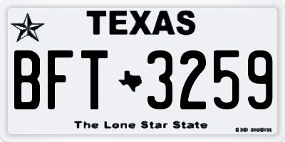 TX license plate BFT3259