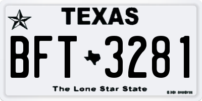 TX license plate BFT3281