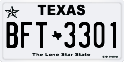 TX license plate BFT3301