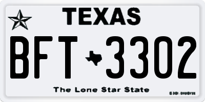 TX license plate BFT3302