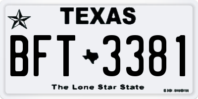 TX license plate BFT3381