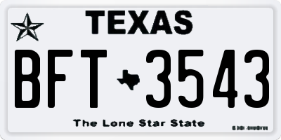 TX license plate BFT3543