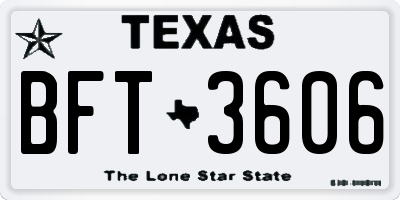 TX license plate BFT3606