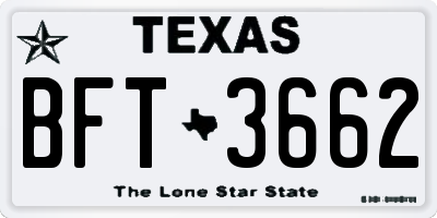 TX license plate BFT3662