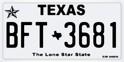 TX license plate BFT3681