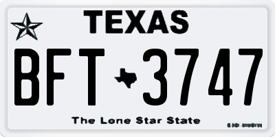 TX license plate BFT3747
