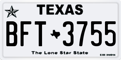 TX license plate BFT3755