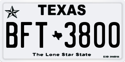 TX license plate BFT3800