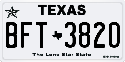 TX license plate BFT3820