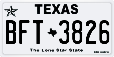 TX license plate BFT3826