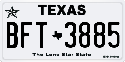 TX license plate BFT3885