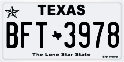 TX license plate BFT3978