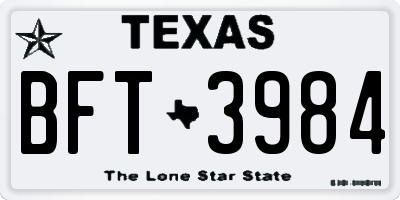 TX license plate BFT3984
