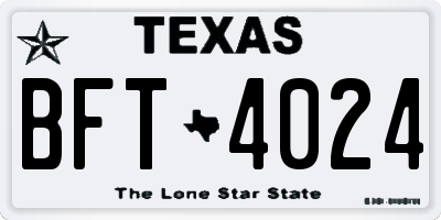 TX license plate BFT4024