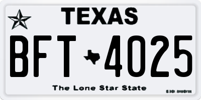 TX license plate BFT4025