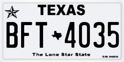 TX license plate BFT4035