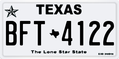TX license plate BFT4122