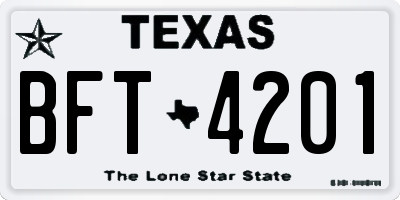 TX license plate BFT4201