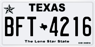 TX license plate BFT4216