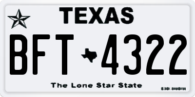 TX license plate BFT4322